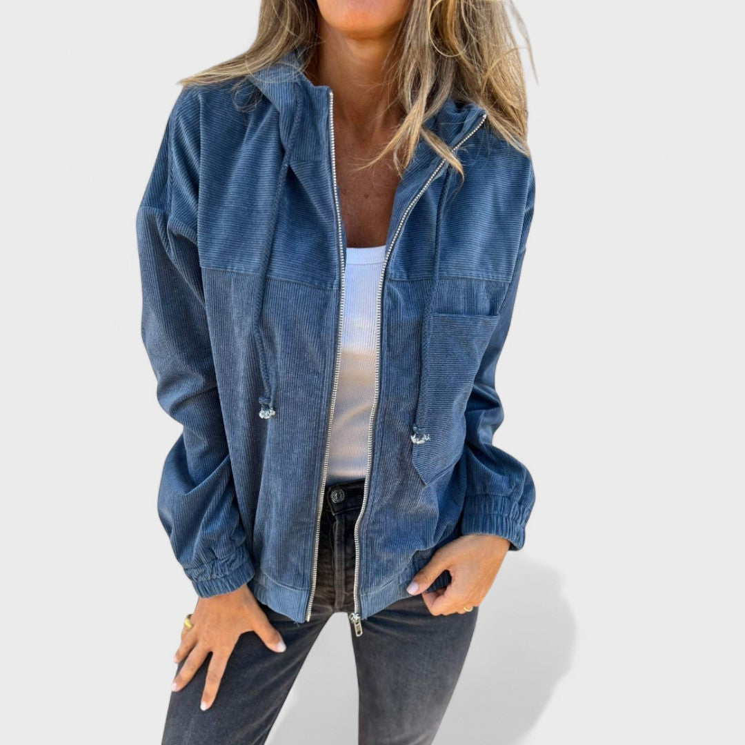 Veronika - Samettitakki hupulla ja vetoketjulla