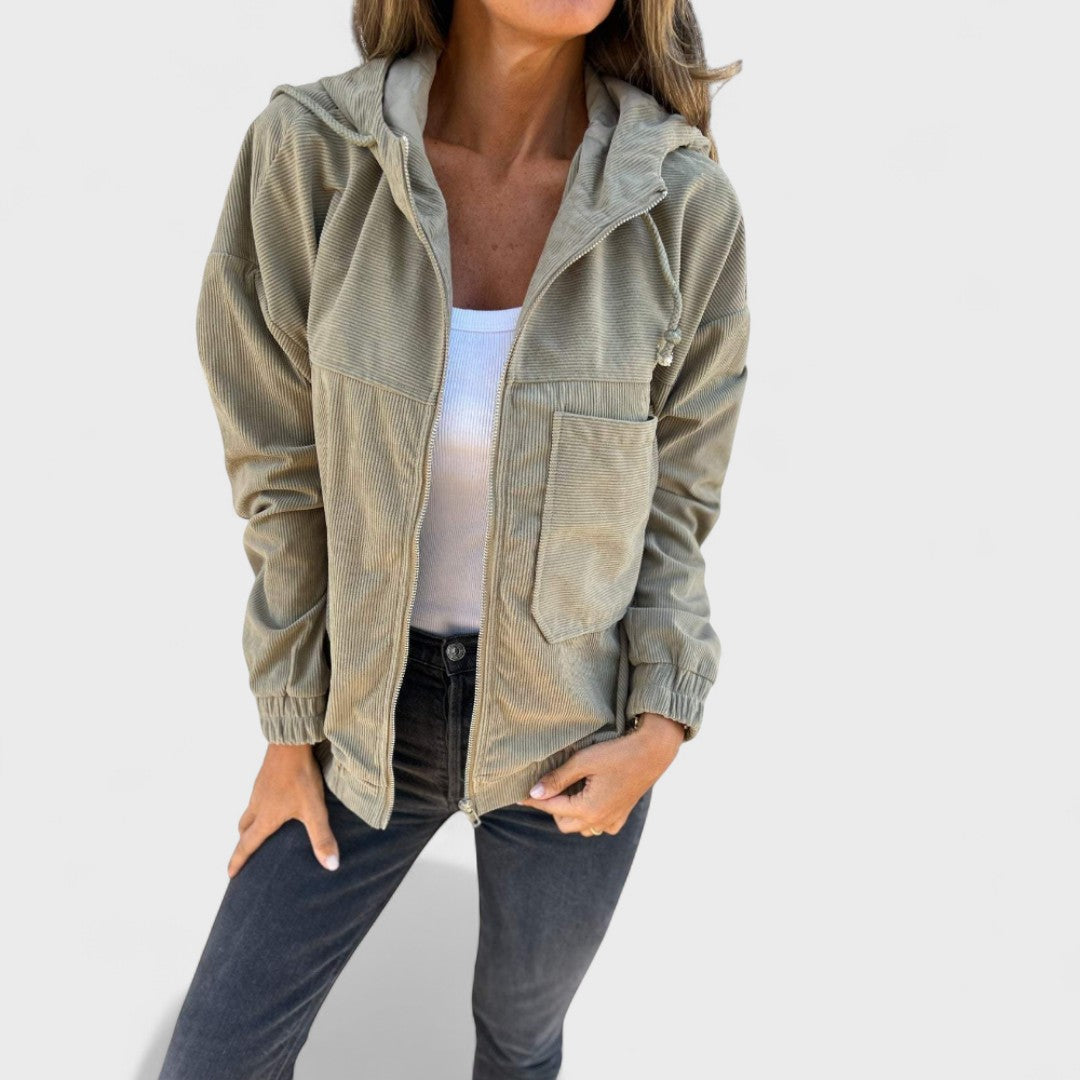 Veronika - Samettitakki hupulla ja vetoketjulla