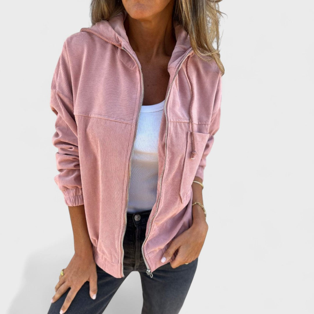 Veronika - Samettitakki hupulla ja vetoketjulla