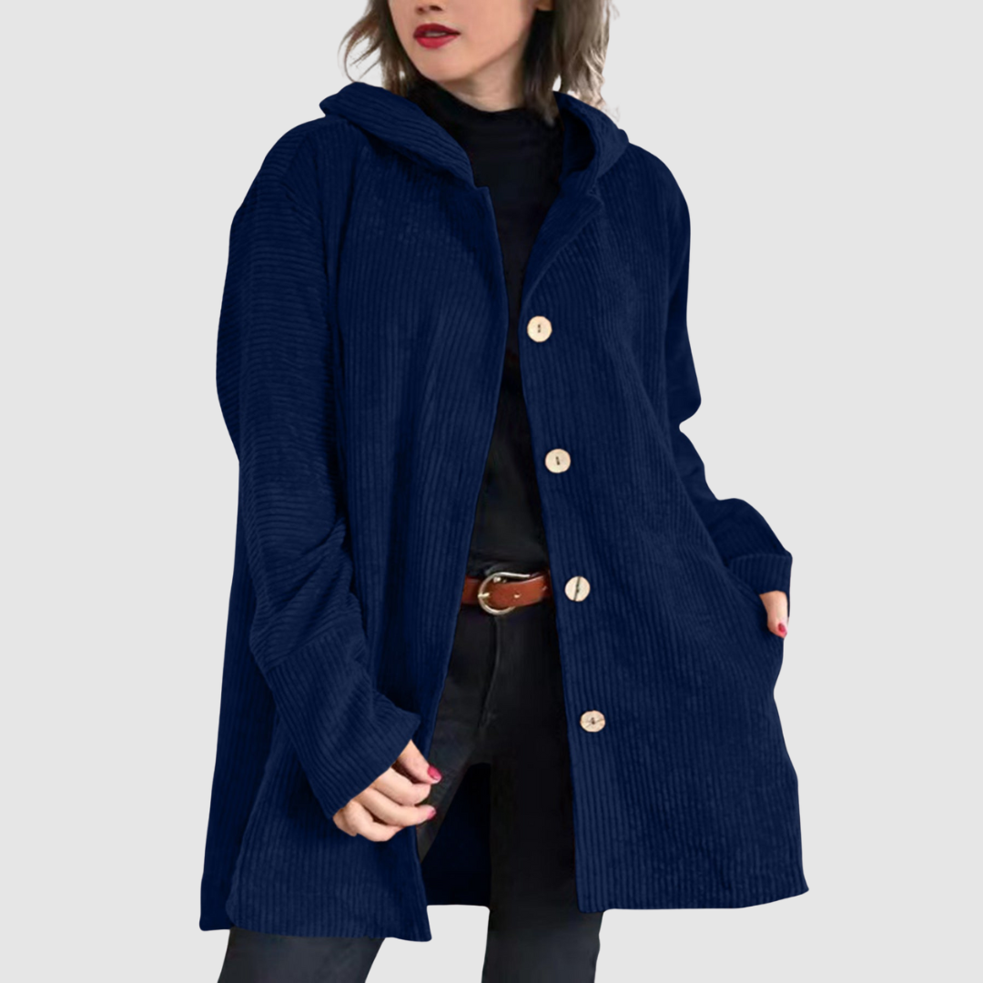 Stella - Mukava samettitakki hupulla