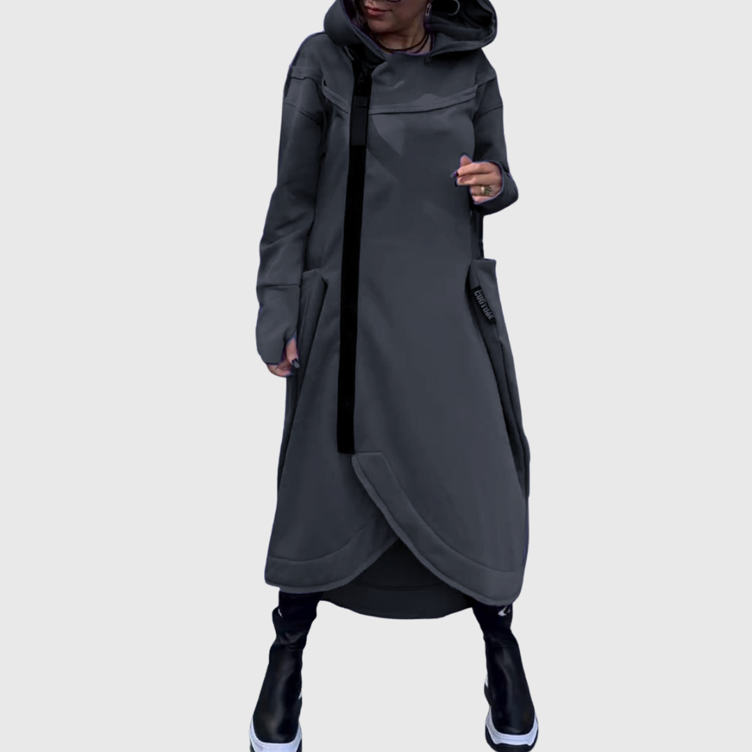 Adriana – Tyylikäs epäsymmetrinen takki hupulla