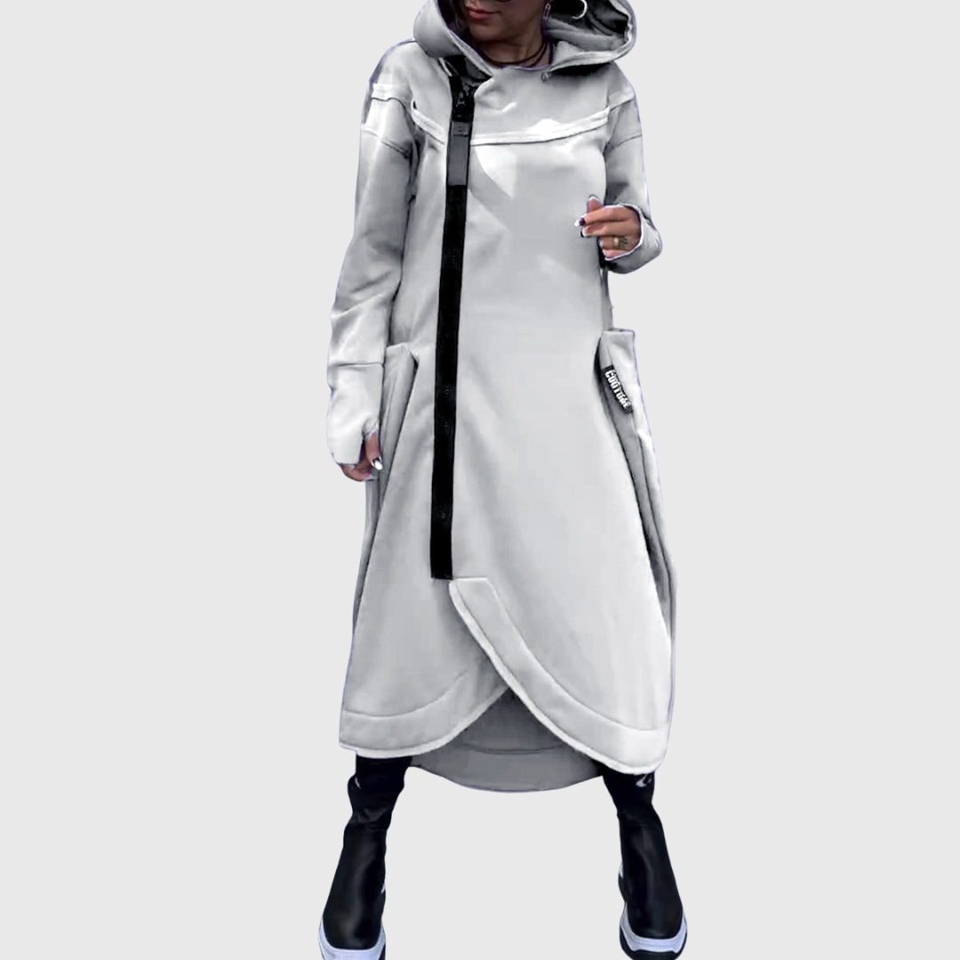 Adriana – Tyylikäs epäsymmetrinen takki hupulla